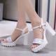 Roman Style Strap Open Toe High Heel Sandal - White image