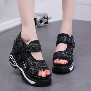 Trendy Open Toe High Thick Heel Chunky Sandal - Black