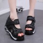 Trendy Open Toe High Thick Heel Chunky Sandal - Black