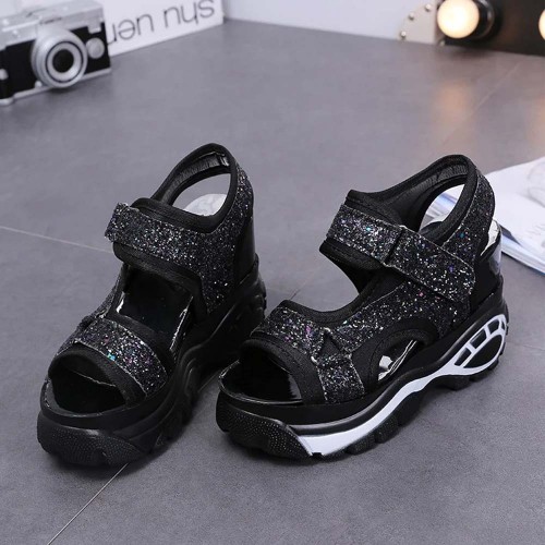 Trendy Open Toe High Thick Heel Chunky Sandal - Black image