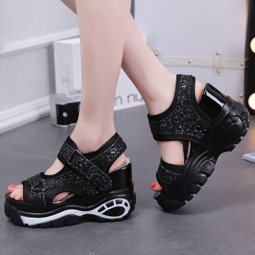 Trendy Open Toe High Thick Heel Chunky Sandal - Black image