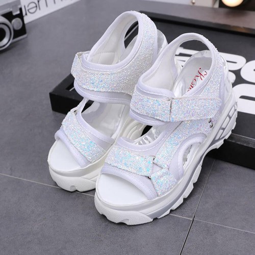 Trendy Open Toe High Thick Heel Chunky Sandal - White image