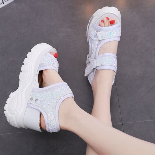 Trendy Open Toe High Thick Heel Chunky Sandal - White image