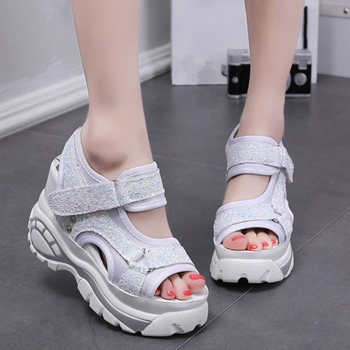 Trendy Open Toe High Thick Heel Chunky Sandal - White image