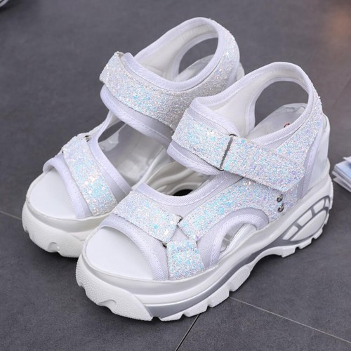 Trendy Open Toe High Thick Heel Chunky Sandal - White image
