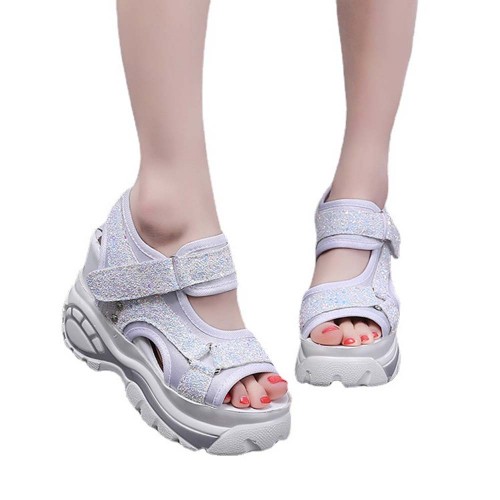 Trendy Open Toe High Thick Heel Chunky Sandal - White image