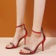 Open Toe Stiletto Pencil Heel Buckle Sandal-Red image