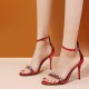 Open Toe Stiletto Pencil Heel Buckle Sandal-Red image
