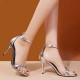 Open Toe Stiletto Pencil Heel Buckle Sandal-Silver image