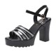 Fish Mouth Padded High Heel Sandals - Black image