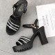 Fish Mouth Padded High Heel Sandals - Black image
