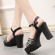 Fish Mouth Padded High Heel Sandals - Black image