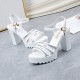 Fish Mouth Padded High Heel Sandals - Silver image