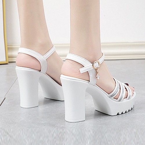 Fish Mouth Padded High Heel Sandals - Silver image