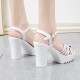 Fish Mouth Padded High Heel Sandals - Silver image