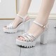 Fish Mouth Padded High Heel Sandals - Silver image