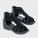 Casual Fish Mouth Back Zipper Wedge Sandals - Black image