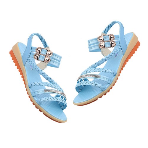 Casual Ankle Strap Lightweight Slip-On Sandals - Blue image