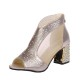 Glitter Back Zipper Low Heels Sandals - Gold image