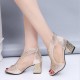 Glitter Back Zipper Low Heels Sandals - Gold image