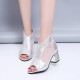 Glitter Back Zipper Low Heels Sandals - Silver image
