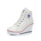 High Wedge Platform Canvas Sneaker Shoes - White image