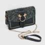 Small Size Magnetic Closure Chain Messenger Bag - Black