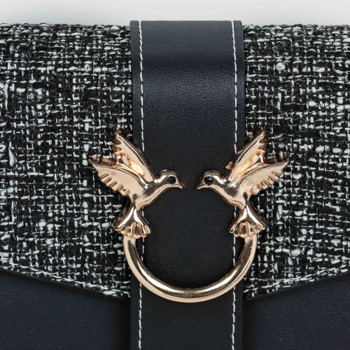 Small Size Magnetic Closure Chain Messenger Bag - Black image