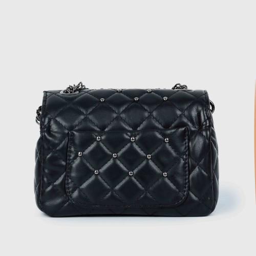 Rhombic Diagonal Twist Buckle Chain Strap Messenger Bag - Black image