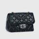 Rhombic Diagonal Twist Buckle Chain Strap Messenger Bag - Black image