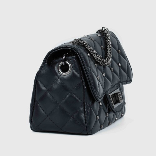 Rhombic Diagonal Twist Buckle Chain Strap Messenger Bag - Black image