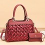 New Style Sequined Stitch 2 piece Hand Bag Set - Red