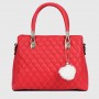 Casual Rhombic Embroidery Furry Ball Hand bag - Red