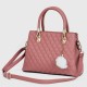 Casual Rhombic Embroidery Furry Ball Hand bag - Pink image