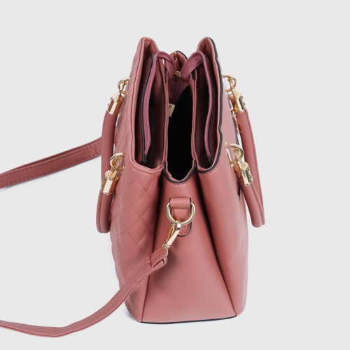 Casual Rhombic Embroidery Furry Ball Hand bag - Pink image