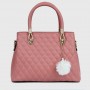 Casual Rhombic Embroidery Furry Ball Hand bag - Pink