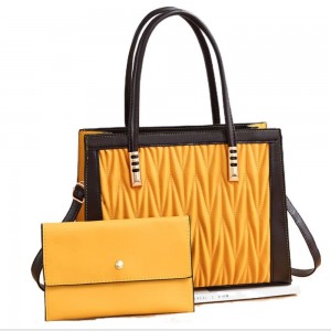 Latest Square diamond Texture Two piece Shuolder bag set - Yellow