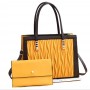 Latest Square diamond Texture Two piece Shuolder bag set - Yellow