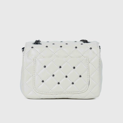Rhombic Diagonal Twist Buckle Chain Strap Messenger Bag - White image