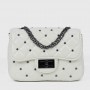 Rhombic Diagonal Twist Buckle Chain Strap Messenger Bag - White