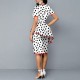 Stylish Mid Waist Polka Print Mid-Calf Dress – White | Image