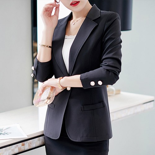 Single Breasted Full Sleeved Blazer Jacket - Black image