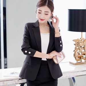 Single Breasted Full Sleeved Blazer Jacket - Black