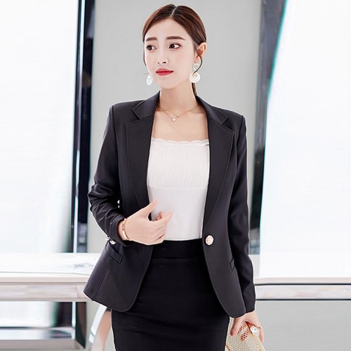 Single Breasted Full Sleeved Blazer Jacket - Black image