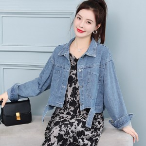Button Closure Denim Loose Winter Jacket - Light Blue