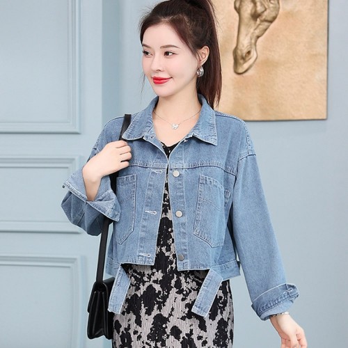 Button Closure Denim Loose Winter Jacket - Light Blue image