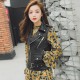 Sleeveless Casual Women's Leather Jacket - Black image
