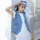 Retro Cowboy Style Women’s Denim Rivet Jacket - Blue image