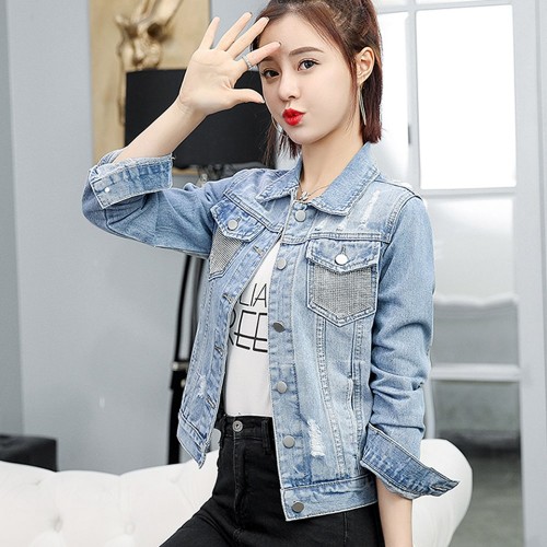 Fade Pattern Full Sleeve Denim Winter Jacket - Blue image