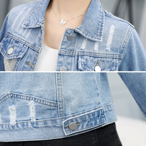 Fade Pattern Full Sleeve Denim Winter Jacket - Blue image